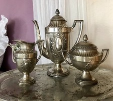 Antik WMF WMFN um 1890 Kaffee Kernst&uuml;ck Zuckerdose Rahmgie&szlig;er Kanne versilbert