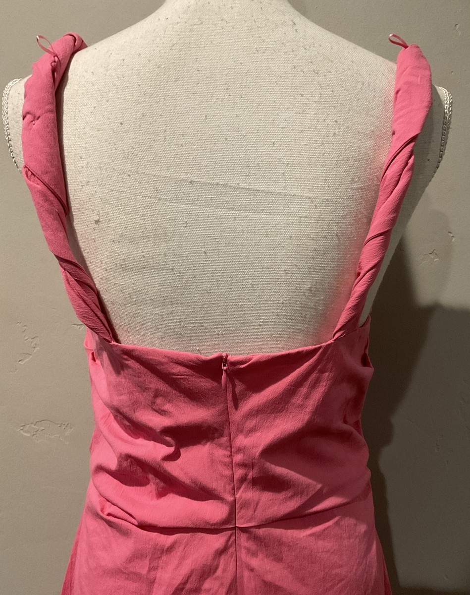 ZARA STRAPPY RUCHED STRETCH DRESS IN PINK SZ L NWT | eBay