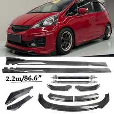 Carbon Fiber Front Bumper Lip Spoiler & Side Skirt For Honda Fit Jazz Body Kits