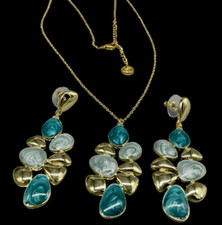 COMPLETO PARURE FEMMINILE COLLANA E ORECCHINI PENDENTI FANTASTICI COLORI FIRMATO