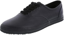 SafeTStep Women's Kandice Black Leather Oxford Sneakers Shoes