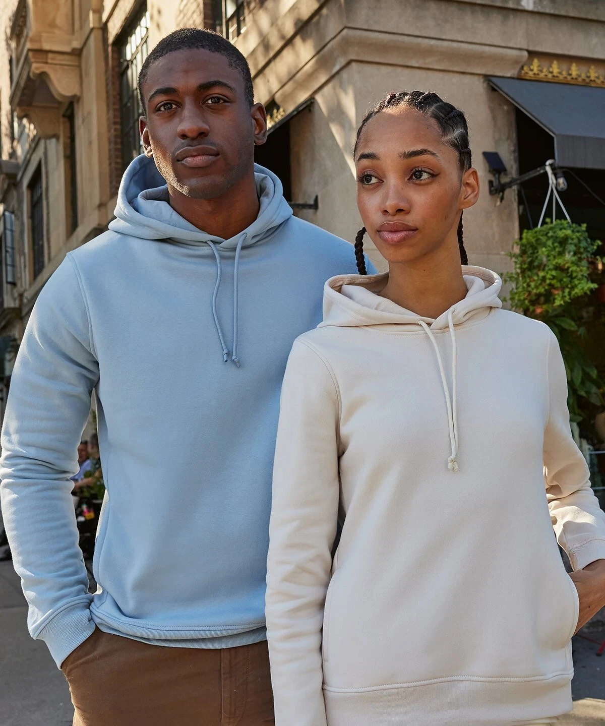 OFF WHITE Felpa Eco Collezione B&C Maglione con Cappuccio 21 Colori Gamma Ispirata Eco Friendly