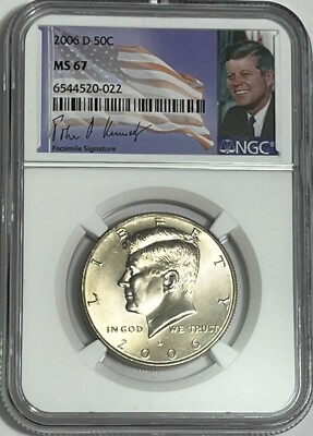 2006 D NGC MS67 Mint State Clad Kennedy Half Dollar Business Strike 50C ...