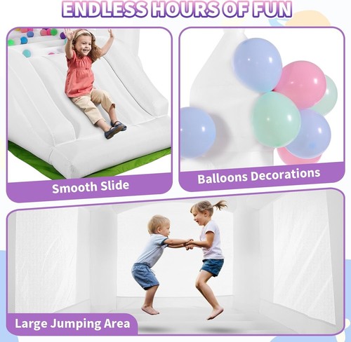 Inflatable Bounce House with Slide, Bouncy Castle w/Air Blower for Wedding Party - Picture 10 of 10