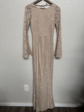 Show Me Your MuMu Natalie Maxi Dress Open Back long sleeve Lace xs wedding bride