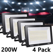 4 Pack 200W LED Flood Light Outdoor Garden Light Security Floodlights Cool White