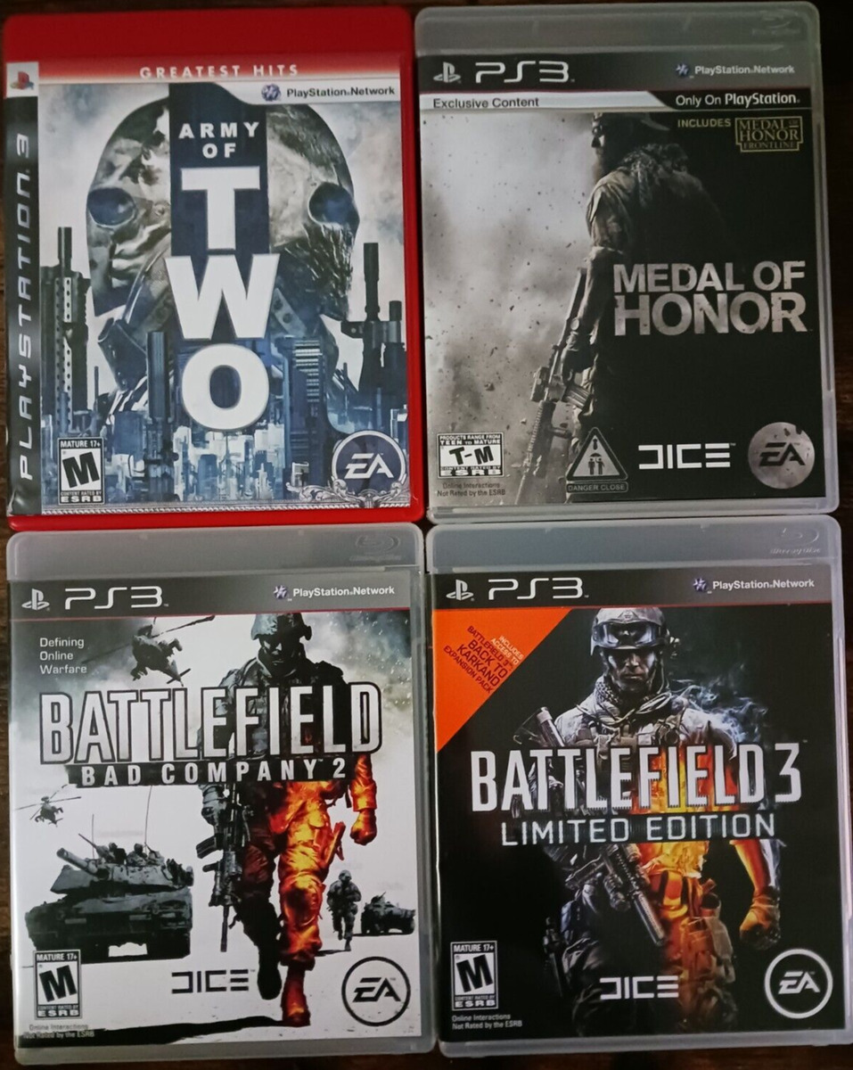 Lot of 4 Shooter Games - PlayStation 3/PS3 - Battlefield/Army of Two/Medal  of