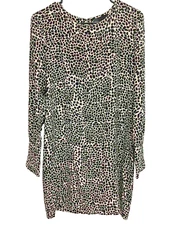 Nili Lotan Dress Women Animal Print Shift Silk Knee Casual Leopard L A000654