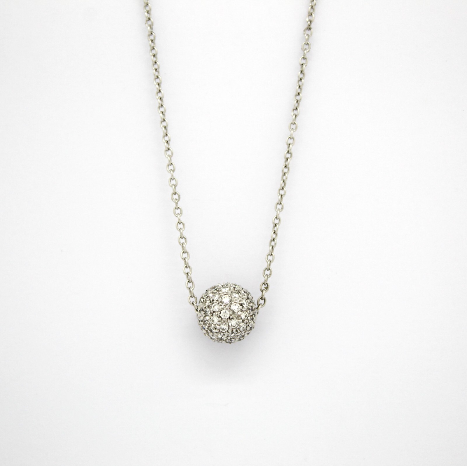 Collar Gargantilla de Oro Blanco 18k Con Esfera En Pavé De Diamantes T Brillante