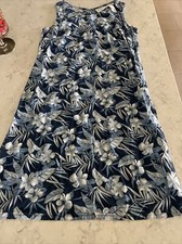 Liz Claiborne Blue Floral  Sleeveless  Cotton Shift Dress Size 4