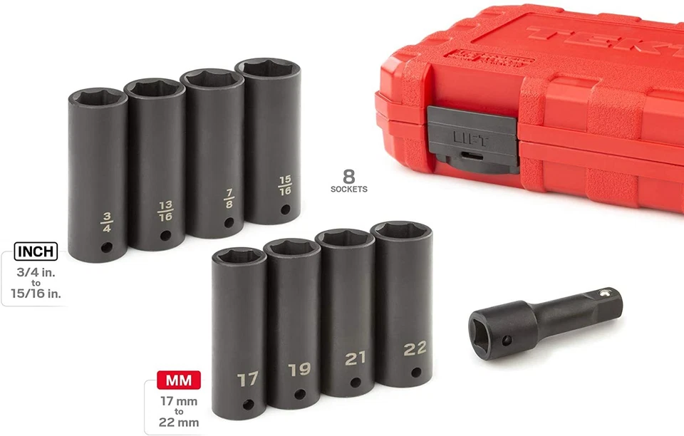 TEKTON 1/2 Inch Drive Impact Lug Nut Socket Set (9-Piece) | SID92415 - Image 2 of 4