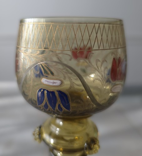 Antiguo Roemer FRITZ HECKERT soplado a mano, esmaltado y grabado en verde - Imagen 5 de 12