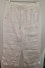 Athleta Retreat Linen Mid Rise Wide Leg Pant NWT Petites PL White NWT 79