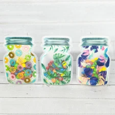 100 Reusable Mason Jar Bottle Bags Resealable Food Storage Standup Bags