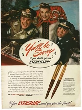 1943 Eversharp Fountain Pen Presentation Set WWII  Soldier Sailor Vintage Ad