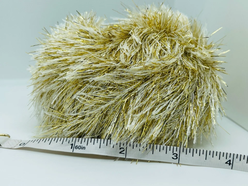 Cream, Gold Eyelash Dazzle 50gr 82482 Ice Yarns Metallic Sparkle Yarn 60yds - Image 4 of 4