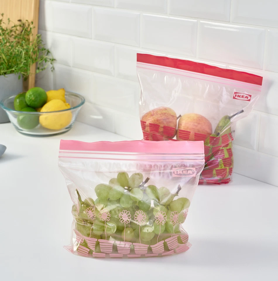 50 IKEA ISTAD Bolsa Resellable, Bolsa Congelador Rojo/Rosa, 2.5L/1.2 L (3 qt/1qt) Foto 4 de 4