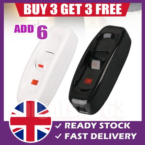 3+3 PCS 240V 10A Inline ON/OFF Button Table Lamps Desk Light Cord Cable ...