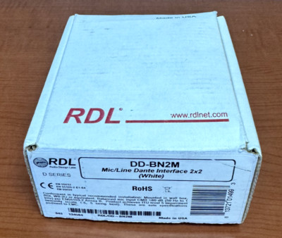 RDL DD-BN2M 2x2 Wall-Mounted Bi-Directional Mic/Line Dante Interface White
