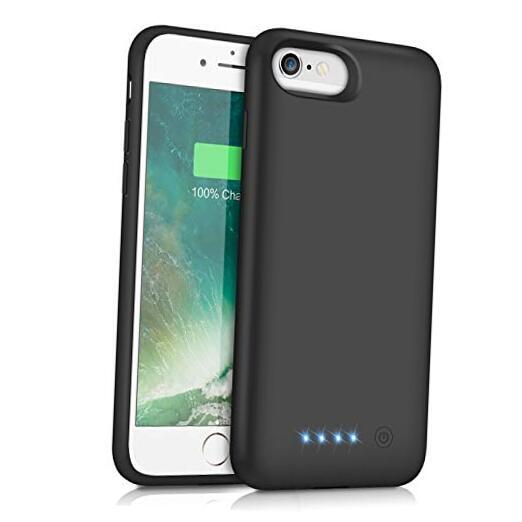 6000mAh Pxwaxpy Battery Case for iPhone 8 7 6s 6 SE 2022 2020 - Black