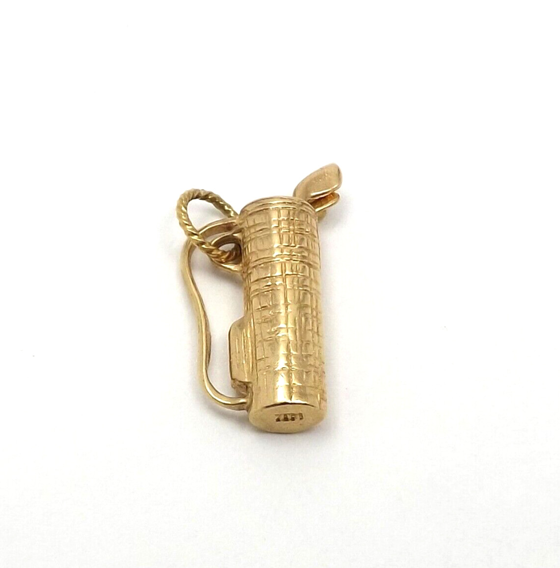 Solid 14k Gold Golfing Golf Bag Clubs Charm Pendant 4… Gem