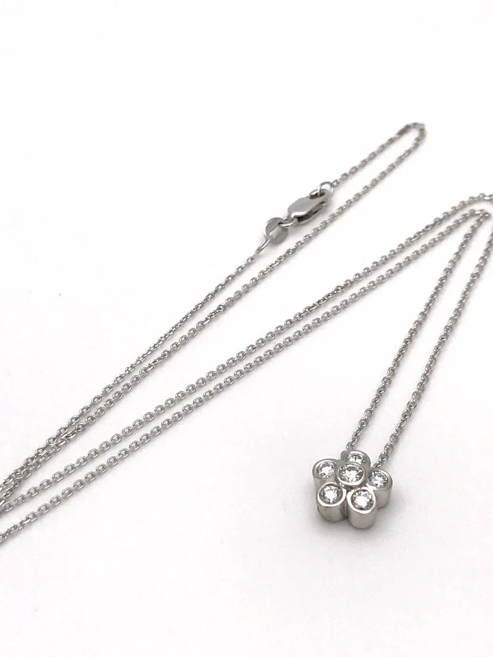 14kt White Gold .35ct(tw) Natural Round Diamond Flowe Slide Pendent/Necklace 18” - Image 4 of 4