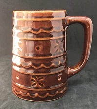 Vintage Marcrest Brown Stoneware Large Mug Daisy Dot Mug/Stein Excellent Cond