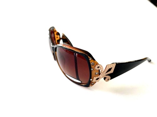 Women's Bling Fleur De Lis Sunglasses With Rhinestones and UV400 Protection - Picture 5 of 11