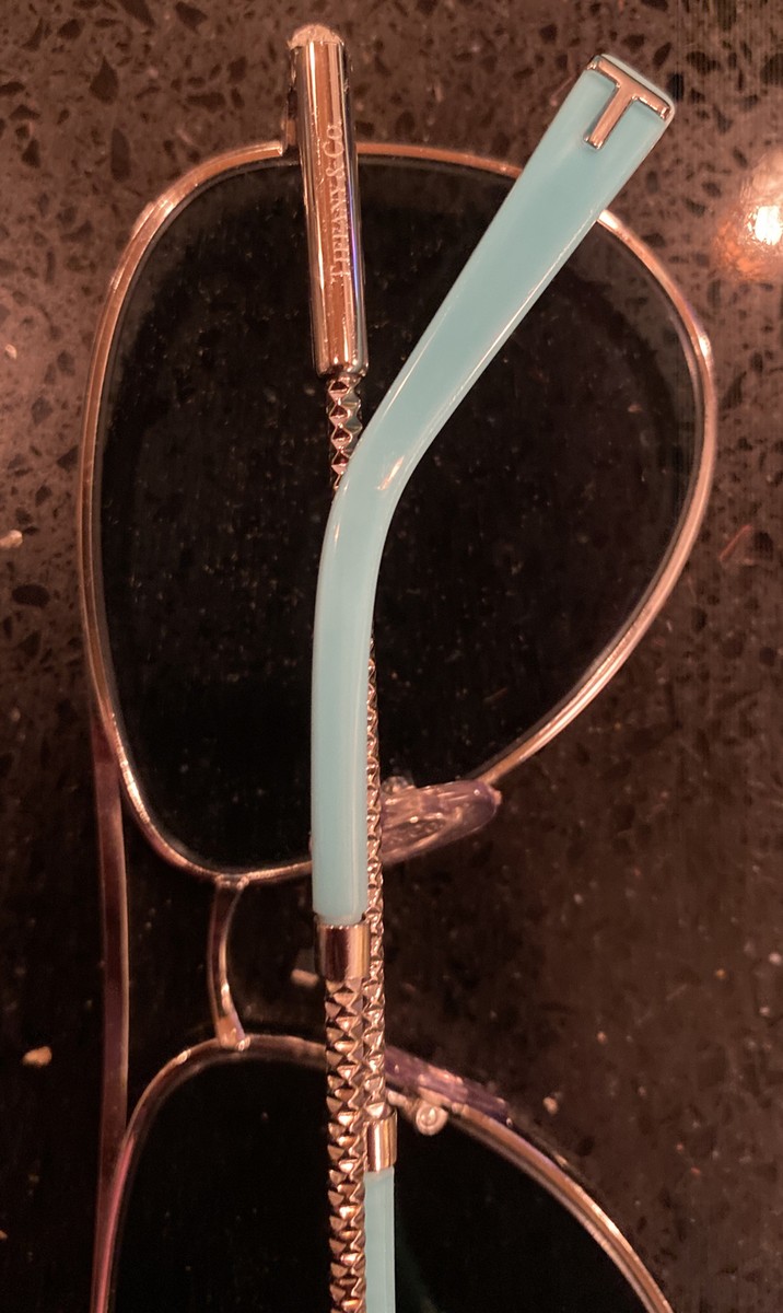 Rare Tiffany DIAMOND POINT Silver/light teal Blue Shaded TB