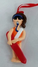 Personalized Female Lifeguard Life Guard Brown Hair Christmas Ornament