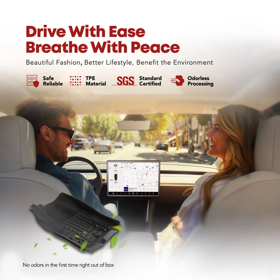 3Pcs Front & Rear Black Floor Mats Liner for Lincoln MKC 2015-2019 Sport Utility - Image 3 of 4