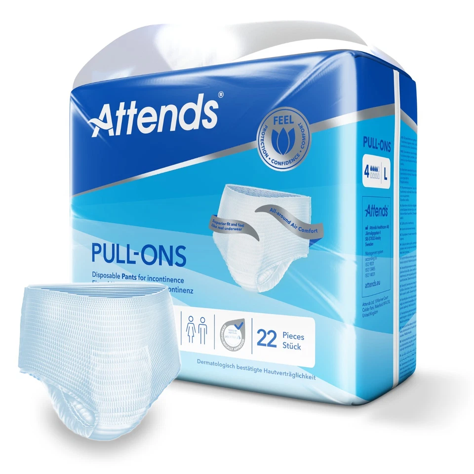 Attends Pull Ons Adult Incontinence Pants Number 4 Size Large - 4 x Packs of 22