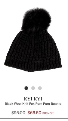Kyi Kyi Black Chunky Knit Real Fox Pom Beanie all – Kyi Kyi main image 3