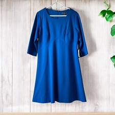 Adrianna Papell Cobalt Blue Ponte Knit A-Line Dress Womens Sz 14 Career Party