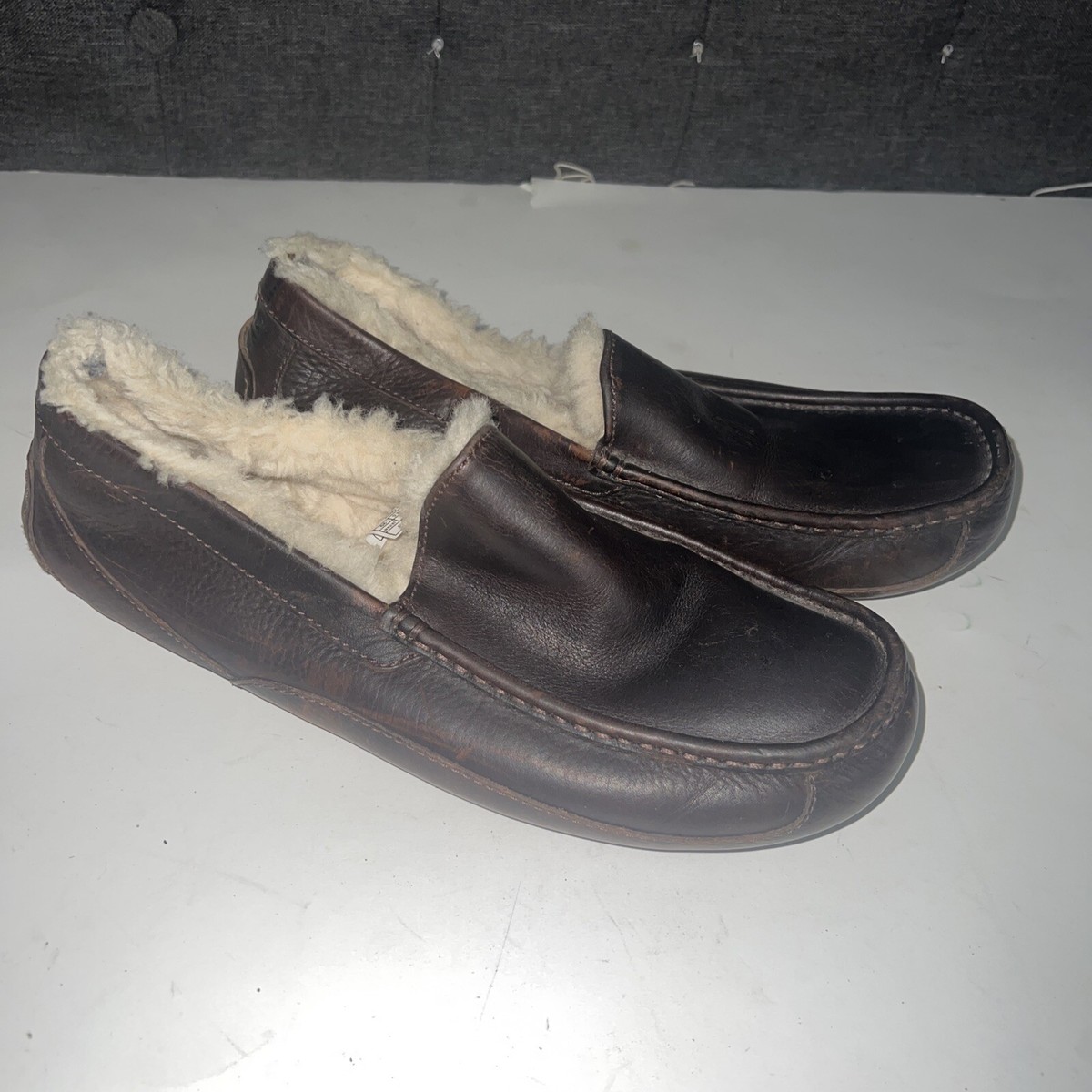 UGG Ascot Slipper Moccasin Mens Brown Leather Shearling Lined Loafer Shoes US 10 Ascot Slipper for Men | UGG® main image 3