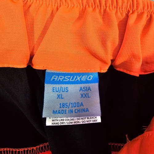 Arsuxeo Cycling Shorts Mens XL ( Waist 34 ) Neon Safety Orange - Picture 4 of 10