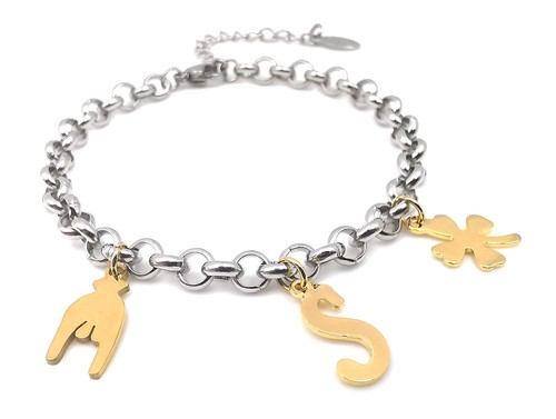 Bracciale da donna personalizzato con lettera iniziale in acciaio braccialetto - Foto 76 di 81