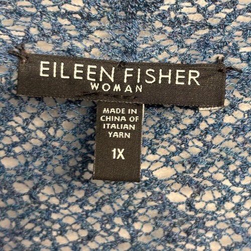Cárdigan abierto Eileen Fisher tejido lana azul túnica 1x - Imagen 3 de 7