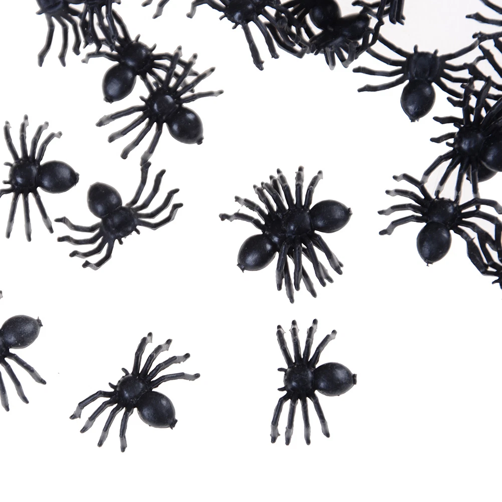 Mini black plastic halloween cheap spiders