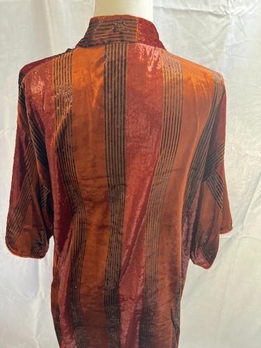 Anthropologie Kimono Cardigan Dark Orange Shiny Thread Open Front Size XS/S - Picture 7 of 9