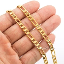 6MM 18-24" Yellow Gold Filled Figaro Link Necklace Men Women Chain Jewelry Gift