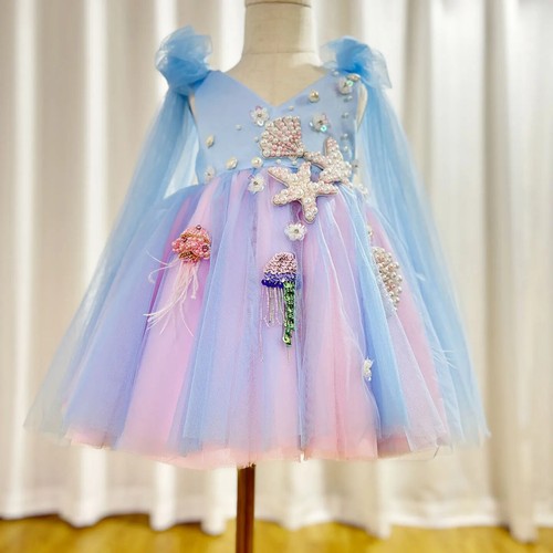 Luxury Baby Flower Dresses Arab Princess Kids Gown Girl Birthday Evening Party - Picture 9 of 16