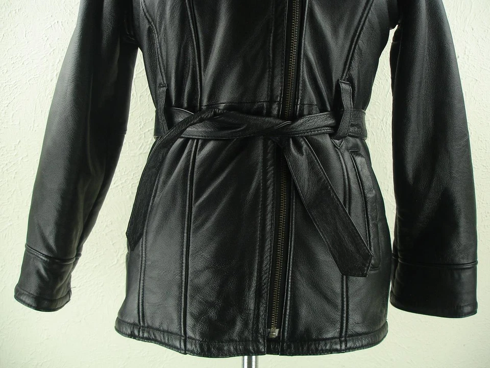 Chaqueta Abrigo Mujer XS S Niña XL Wilson Cuero Negro Forro Piel Sintética Leopardo Foto 4 de 4