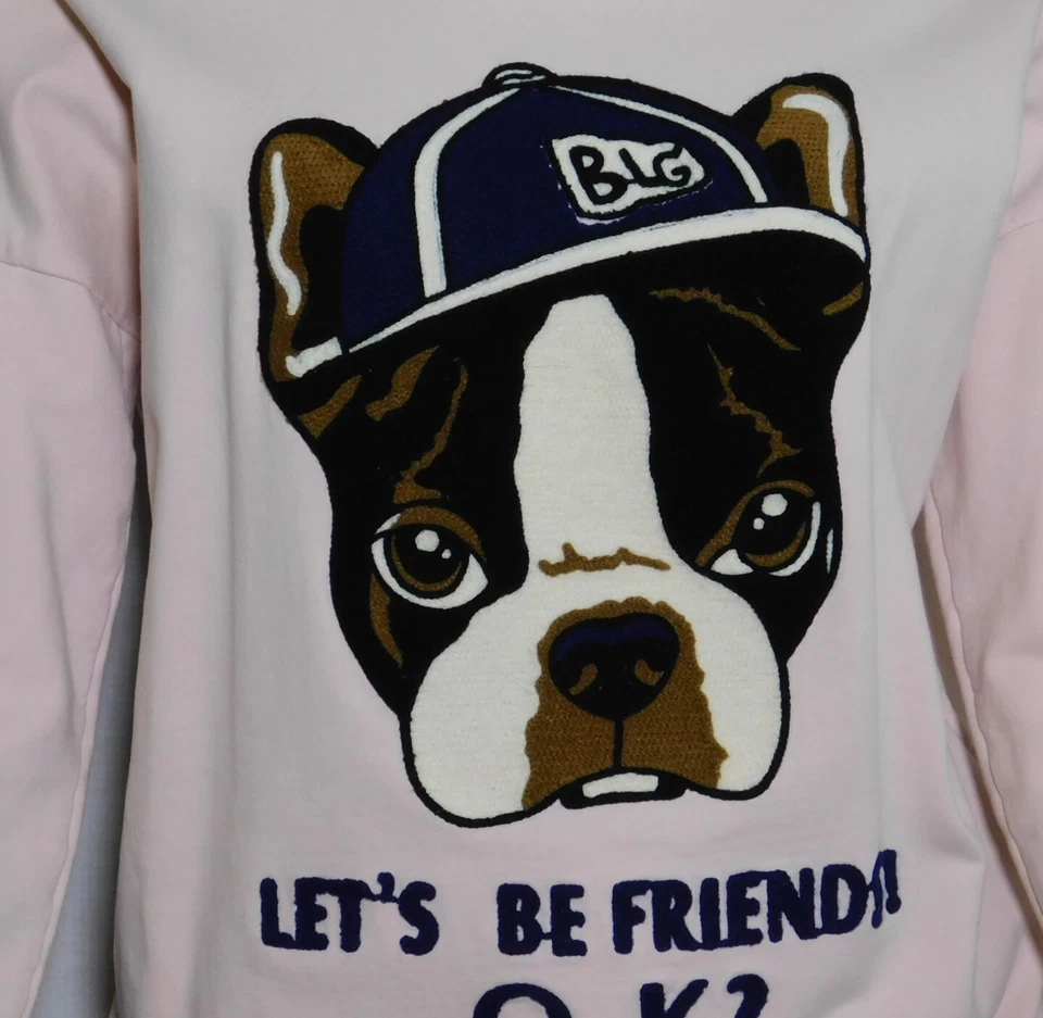 Sudadera De Colección Única LET'S BE FRIENDS Bordada Perro Cuello Redondo Para Mujer L Foto 4 de 4