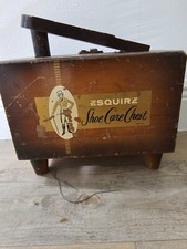 Vintage Esquire Shoe Care Chest Wooden Shoe Shine Carry Box w/ extras