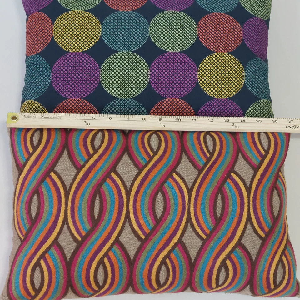 MID CENTURY STYLE PILLOWS by Crate & Barrel Set Of 2 Cotton/Linen 17"×11" CLEAN - Image 3 of 4