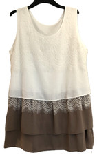 Women's White Bohemian Lace Dress Detailed Layered Sleeveless Scoop Neck Size XL
