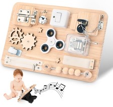 Montessori Wooden Busy Board-Sensory Toys for Toddlers Fine Motor Skills-Acti...