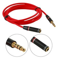 3.5mm 1/8" 4-Pole AUX Extension Cable Stereo Audio Headphone Male Female 4FT Red