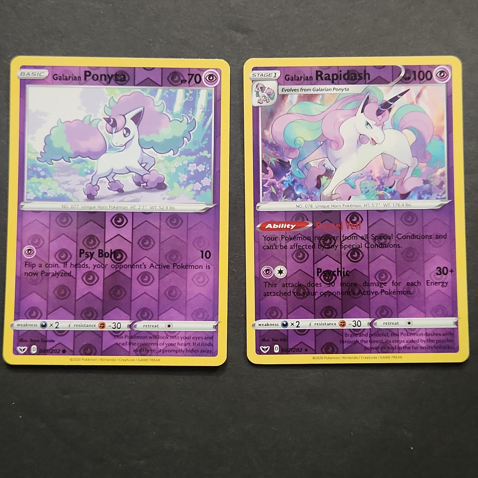 (REVERSE HOLO) Set - Galarian Ponyta Rapidash SWSH Base - 081, 082/202 - Pokemon